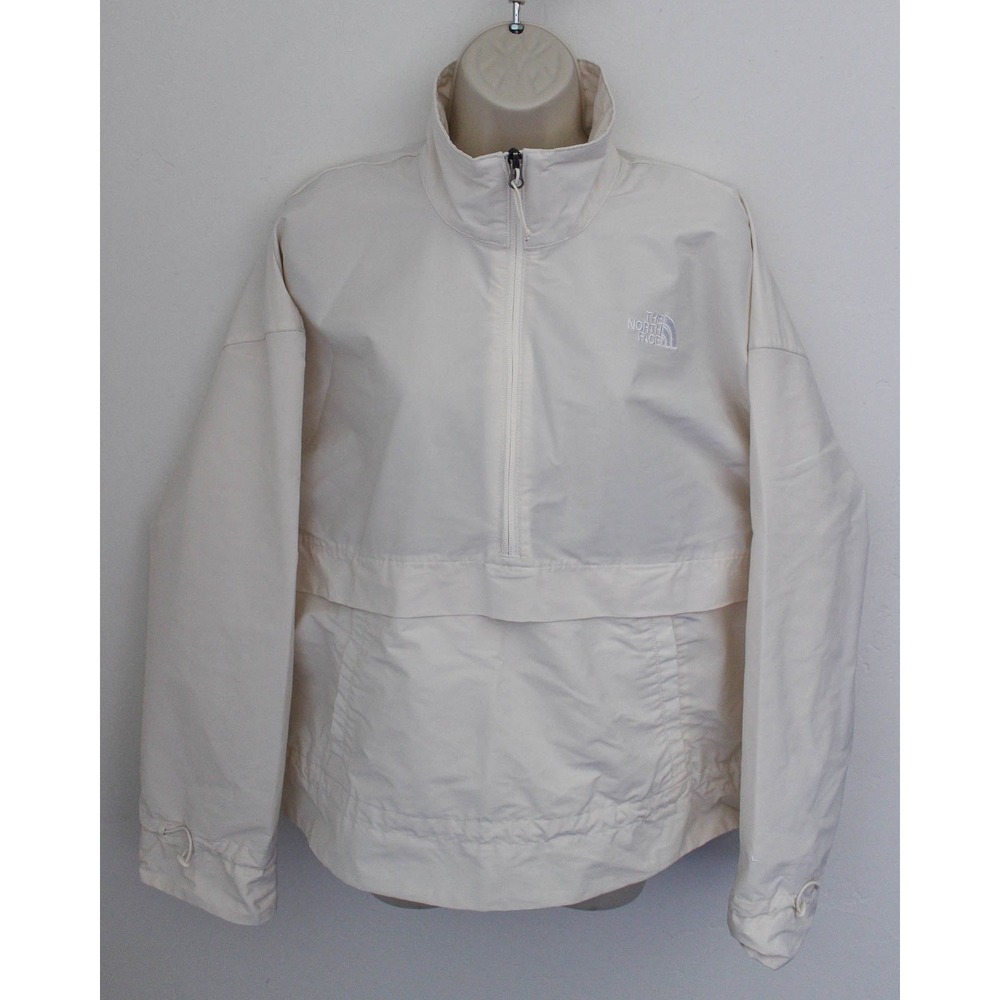 The North Face Pullover Jacket Womens Large Ivory WindWall Easy Wind Drawcord